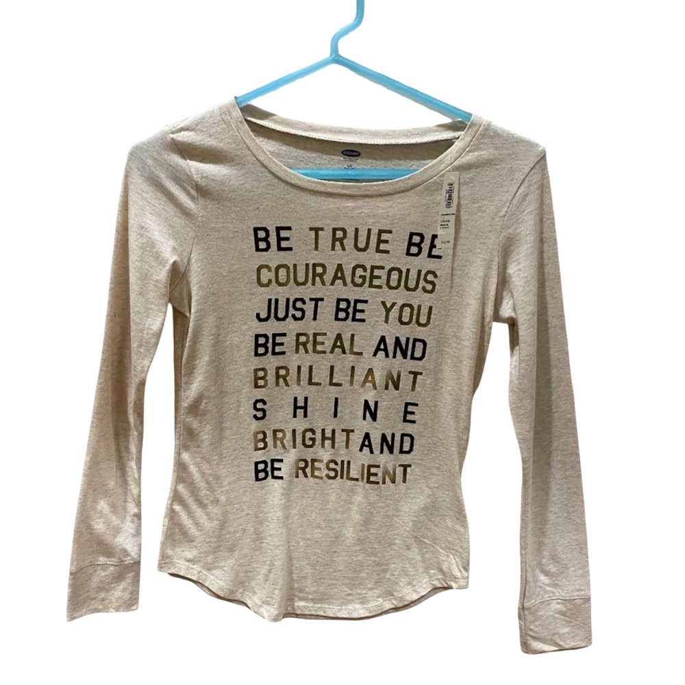 New Old Navy Ivory long sleeve graphic top,